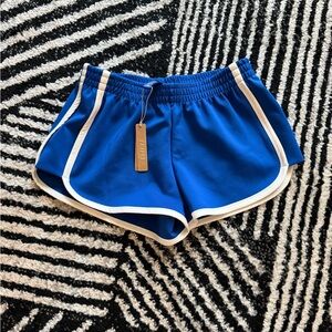 SKIMS Blue Athletic Shorts with White Trim
